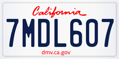 CA license plate 7MDL607