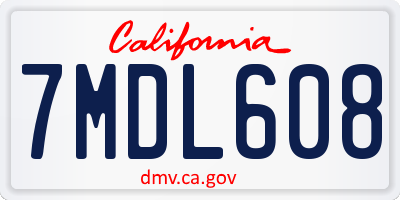 CA license plate 7MDL608