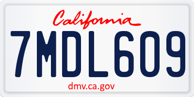 CA license plate 7MDL609