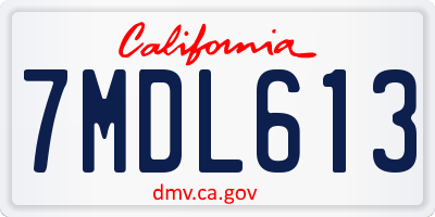 CA license plate 7MDL613
