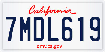 CA license plate 7MDL619