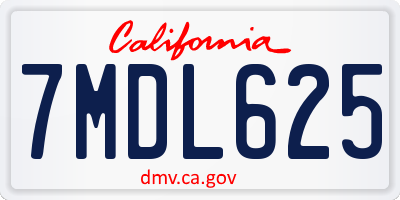 CA license plate 7MDL625