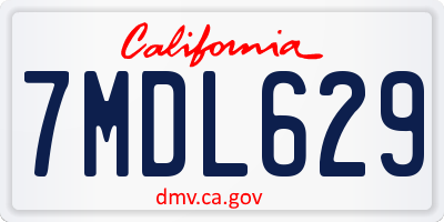 CA license plate 7MDL629