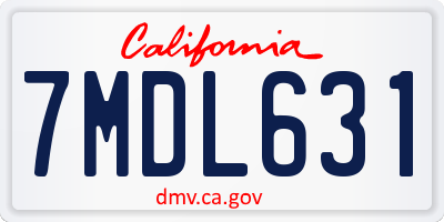 CA license plate 7MDL631