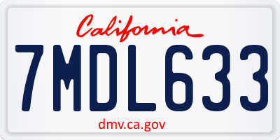 CA license plate 7MDL633