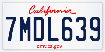 CA license plate 7MDL639