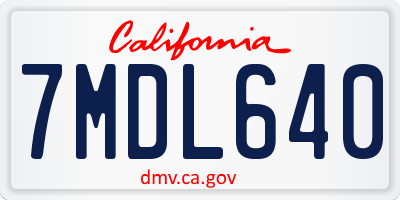 CA license plate 7MDL640