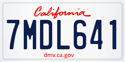 CA license plate 7MDL641