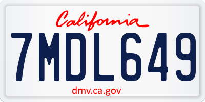 CA license plate 7MDL649