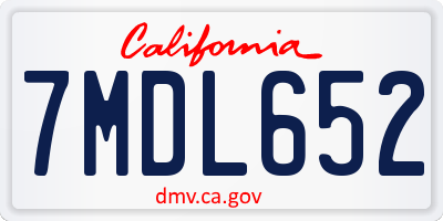 CA license plate 7MDL652