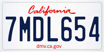 CA license plate 7MDL654