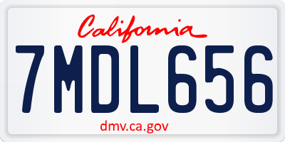 CA license plate 7MDL656