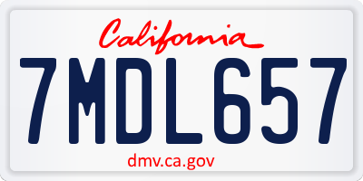 CA license plate 7MDL657