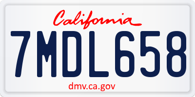 CA license plate 7MDL658