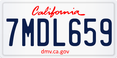 CA license plate 7MDL659
