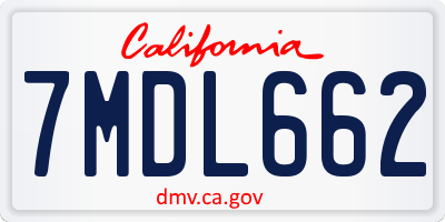 CA license plate 7MDL662