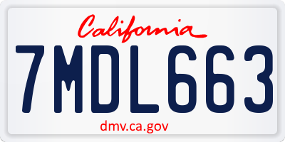 CA license plate 7MDL663