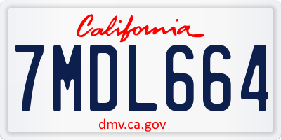 CA license plate 7MDL664