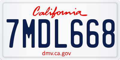 CA license plate 7MDL668