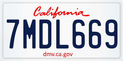 CA license plate 7MDL669
