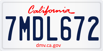 CA license plate 7MDL672