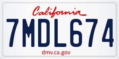 CA license plate 7MDL674