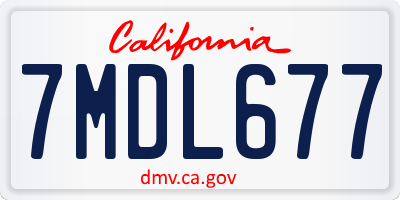 CA license plate 7MDL677