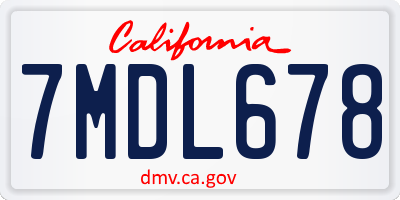 CA license plate 7MDL678
