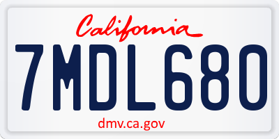CA license plate 7MDL680