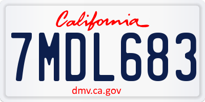 CA license plate 7MDL683