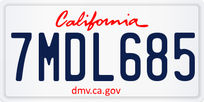 CA license plate 7MDL685