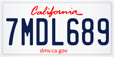 CA license plate 7MDL689