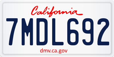 CA license plate 7MDL692
