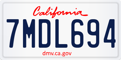 CA license plate 7MDL694