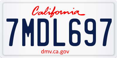 CA license plate 7MDL697