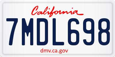 CA license plate 7MDL698