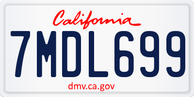 CA license plate 7MDL699