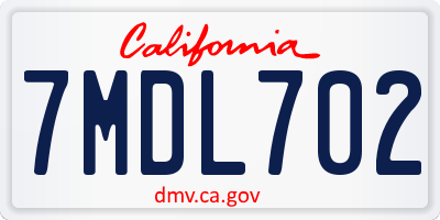 CA license plate 7MDL702