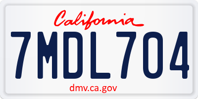 CA license plate 7MDL704
