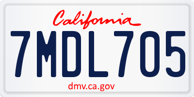 CA license plate 7MDL705