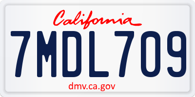 CA license plate 7MDL709