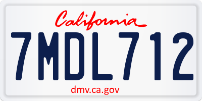CA license plate 7MDL712
