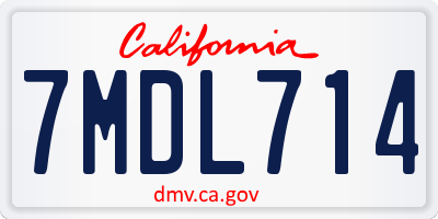 CA license plate 7MDL714