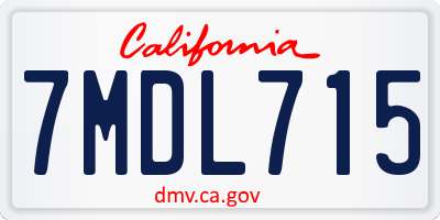 CA license plate 7MDL715