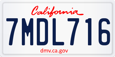 CA license plate 7MDL716