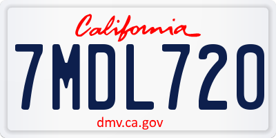 CA license plate 7MDL720
