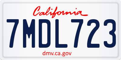 CA license plate 7MDL723