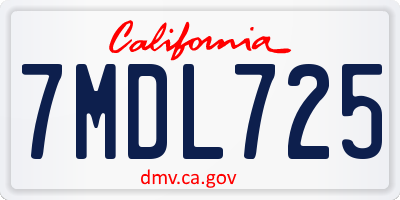 CA license plate 7MDL725