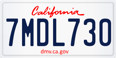 CA license plate 7MDL730