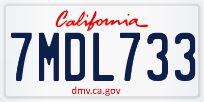 CA license plate 7MDL733